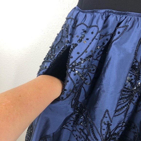 Adrianna Papell Beaded High Neckline Embellished Taffeta Mini Dress 6 AP1E200162 - Picture 6 of 13